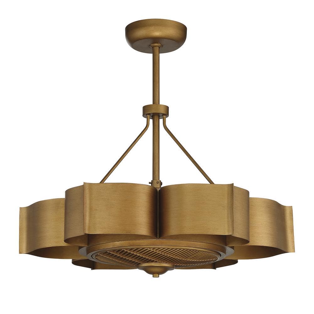 Stockholm Gold Patina 6-Light Chandelier with Concealed Fan