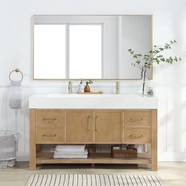 Vera 60 in.W x 19.7 in.D x 34.6 in.H Single Sink Bath Vanity in Ash Grey with White Composite Sink Top