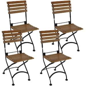 Folding Chestnut Wood Outdoor Dining Chair - Set of 4