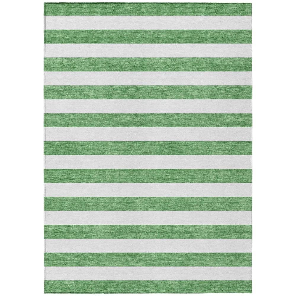 Green and White 3 ft. x 5 ft. Woven Striped Polyester Rectangle Indoor/Outdoor Area Rug price history on PriceWatchPro