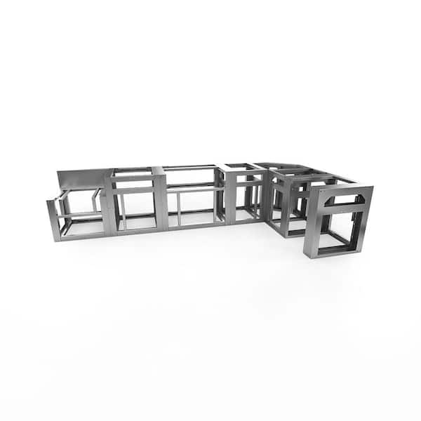 Uniframe Systems The Lexington Fully Adjustable and Modular Outdoor Kitchen Grill Island Framing Kit in Galvanized Steel