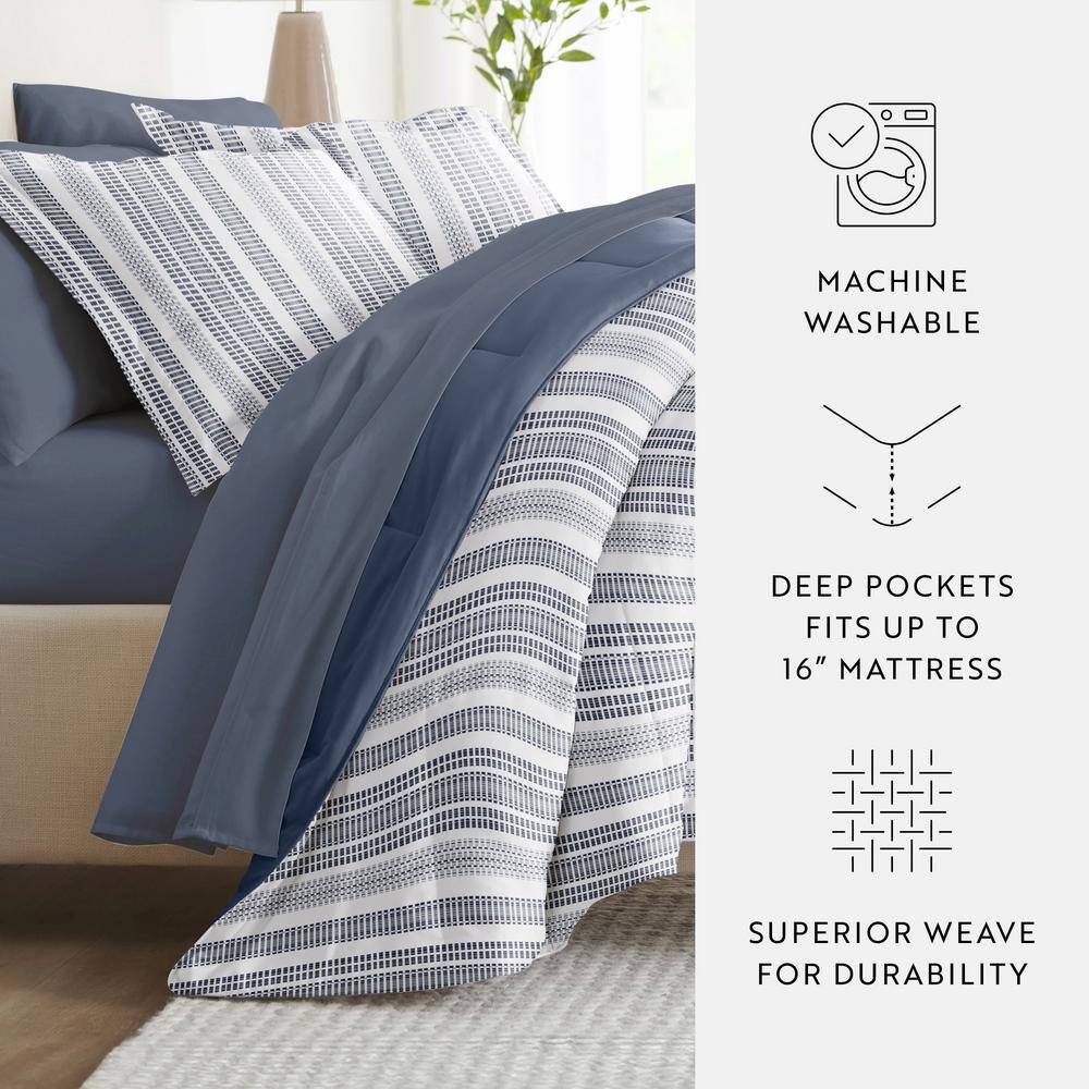 Twin Navy Microfiber Down Alternative Bed in a Bag Set