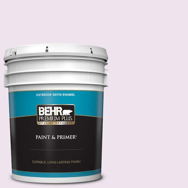 BEHR PREMIUM PLUS 5 gal. #670A-1 Quartz Pink Satin Enamel Exterior Paint & Primer