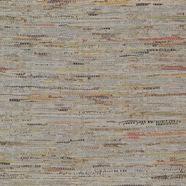 Brewster Clip Silver Newspaper Print Silver Wallpaper Sample