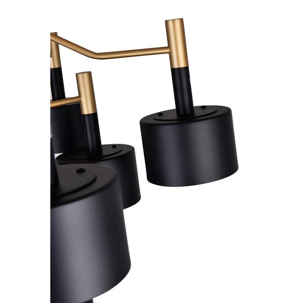 Matte Black and Satin Gold 12-Light Metal Chandelier
