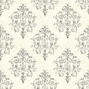 Arronsburg Ivory Damask Paper Strippable Roll Wallpaper (Covers 56.4 sq. ft.)