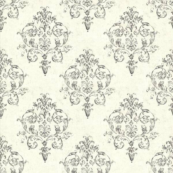 Chesapeake Arronsburg Ivory Damask Ivory Wallpaper Sample