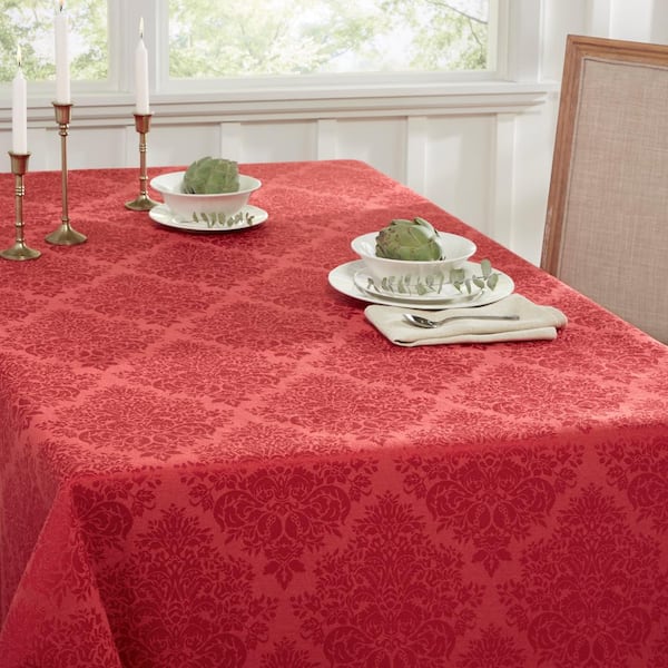 Lexington 70 in. W x 70 in. L Ruby Damask Cotton Blend Tablecloth