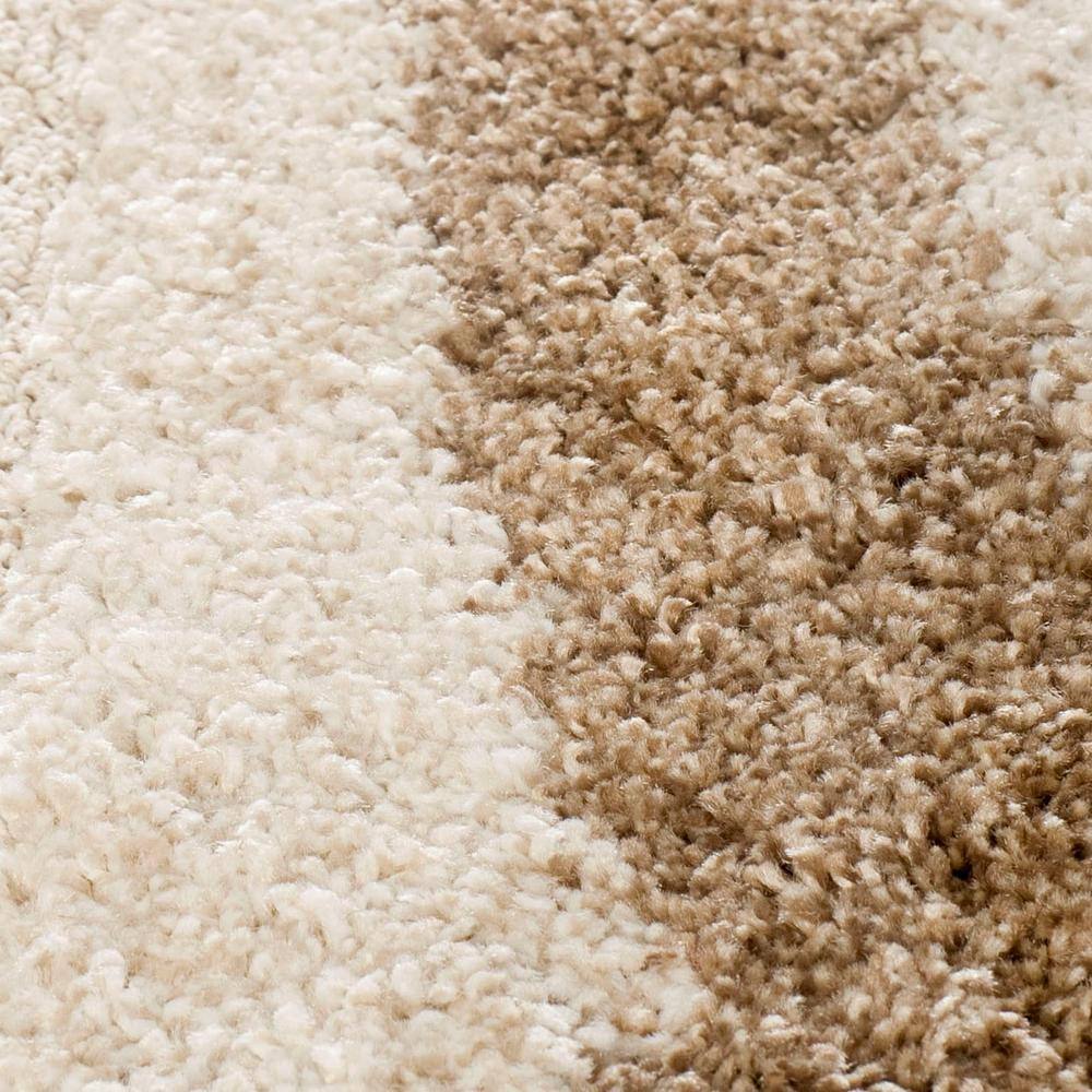 Cream and Dark Brown Rectangular Shag Rug, 4' x 6'