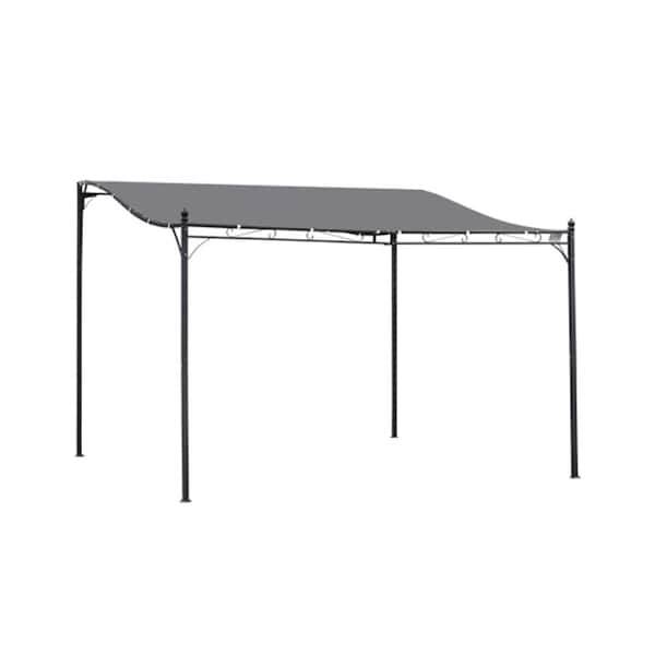 ITOPFOX 10 ft. x 13 ft. Outdoor Patio Steel Pergola Gazebo Canopy with Weather-Resistant Fabric and Drainage Holes in Gray