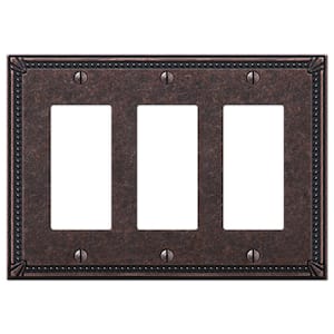 Imperial Bead 3 Gang Rocker Metal Wall Plate - Tumbled Aged Bronze