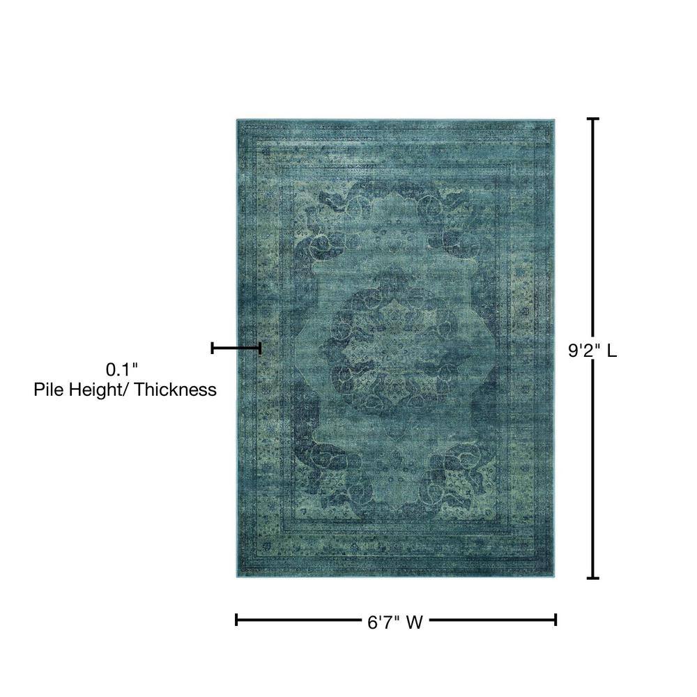 Hand-Knotted Blue Viscose Square Area Rug