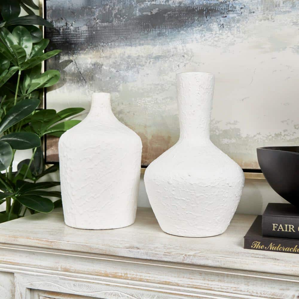 Litton Lane White Textured Glass Decorative Vase with Various Sizes ...