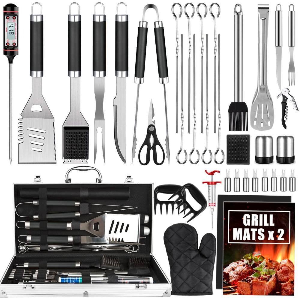 17 x 9 x 2.7 in. BBQ Grill Accessories Set Stainless Steel with
