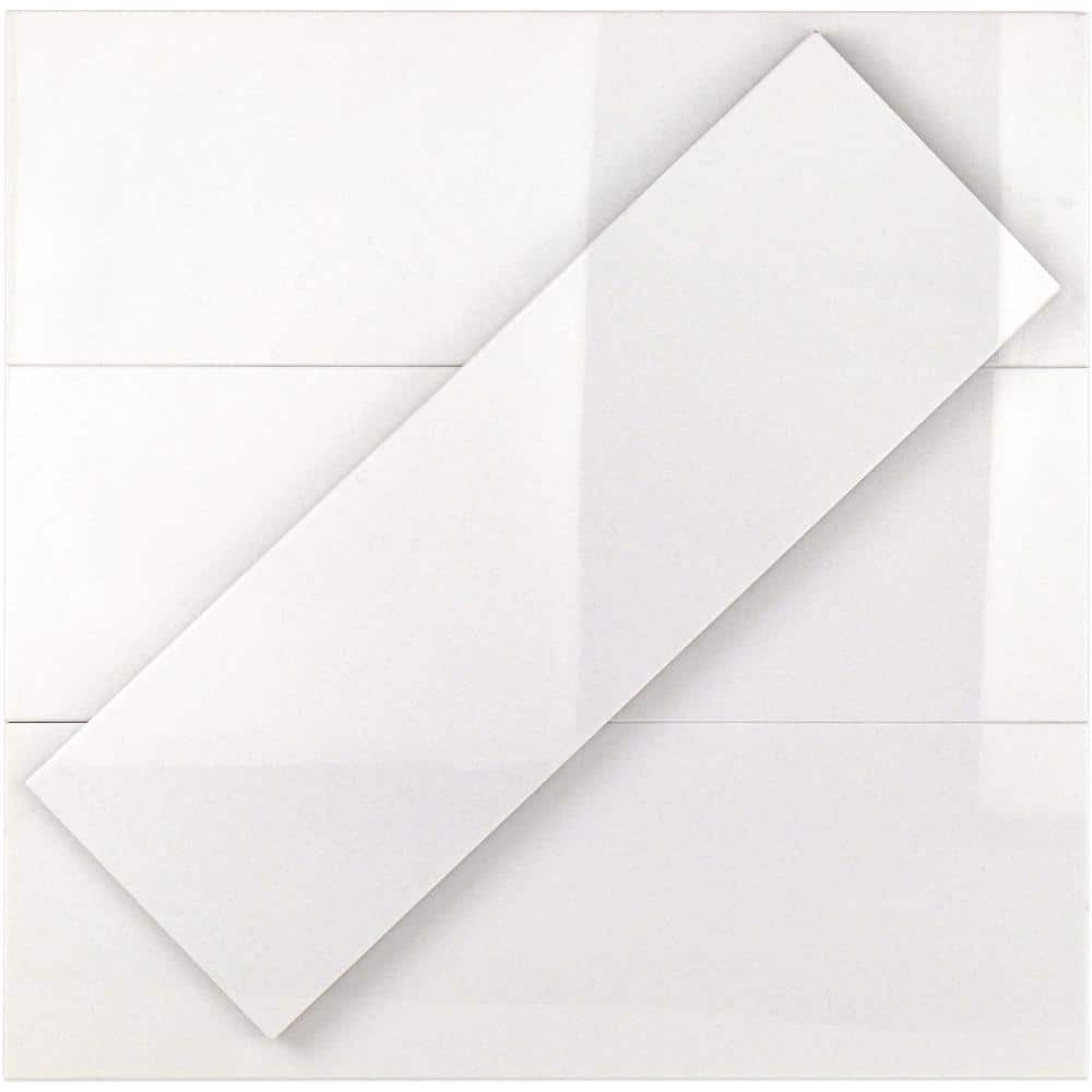 Lucid 6" x 18" White Polished Marble Look Tile