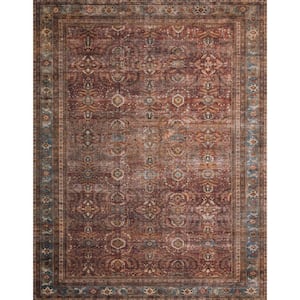 Layla Brick/Blue 2 ft. 3 in. x 3 ft. 9 in. Distressed Bohemian Printed Area Rug