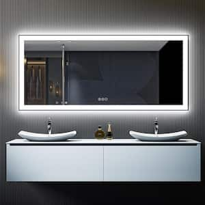 72 in. W x 32 in. H Rectangular Framed Front and Back LED Lighted Anti-Fog Wall Bathroom Vanity Mirror in Tempered Glass