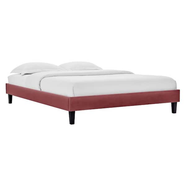 MODWAY Reign Red Dusty Rose Full Performance Velvet Platform Bed Frame