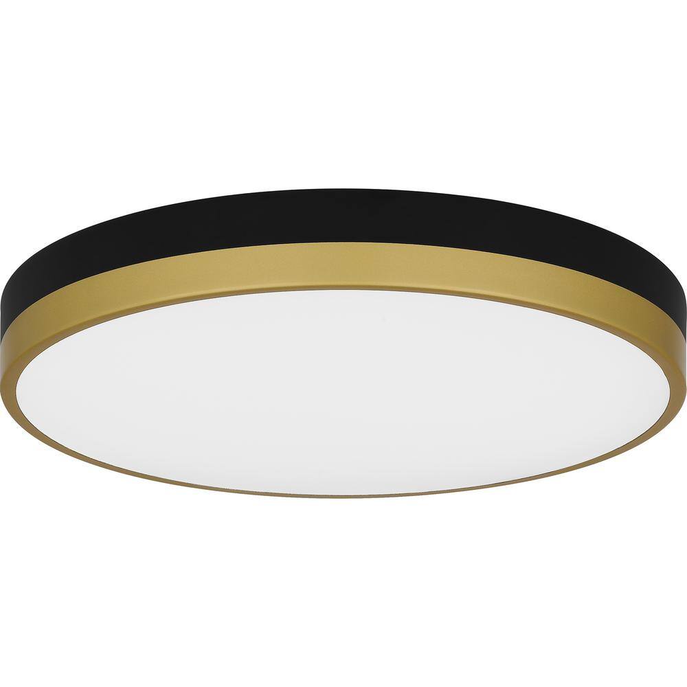 Matte Black and Gold Round LED Flush Mount Ceiling Light