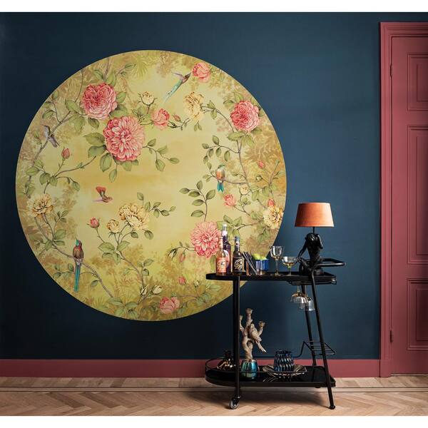Walls Republic Circular Chinoiserie Wallpaper Mural Yellow Paper Strippable Roll Covers 6 Sq Ft M9809 The Home Depot