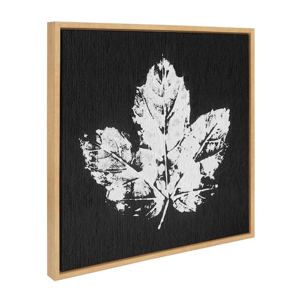 Kate and Laurel "Black and White Autumn Leaf" by Mentoring Positives, 1-Piece Framed Canvas Abstract Art Print, 22 in. x 22 in.