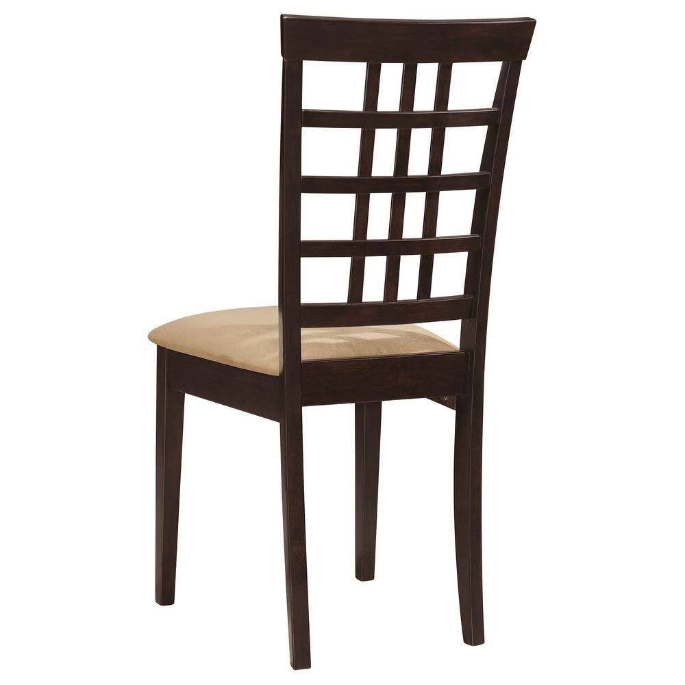 High-Back Traditional Beige Microfiber Upholstered Side Chair