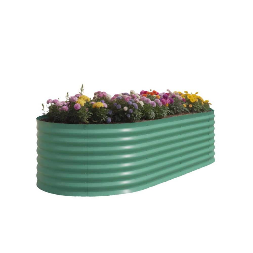 Green Metal Oval Outdoor Raised Garden Beds, Galvanized Planter Boxes for Vegetables, Herbs, Flowers price history on PriceWatchPro