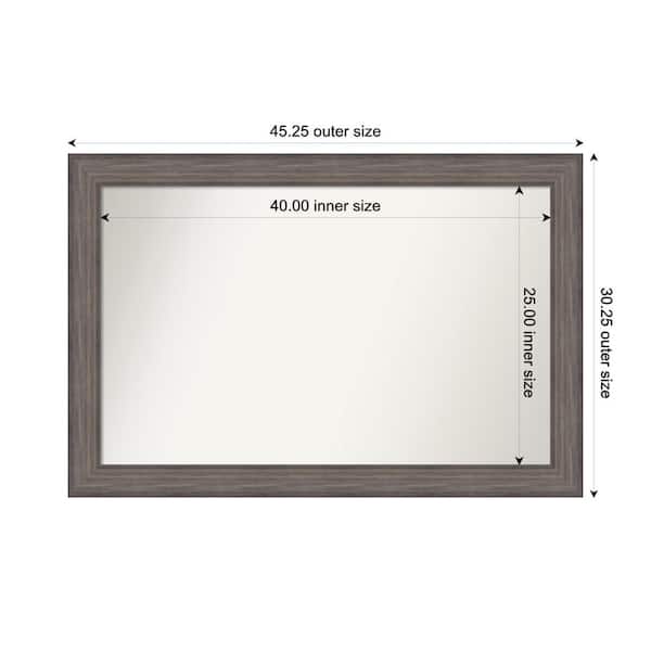Amanti Art Country Barnwood 45.25 in. W. x 30.25 in. Custom Non-Beveled Wood Framed Bathroom Vanity Wall Mirror