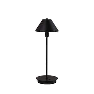 17.5 in. Black Standard Light Bulb Bedside Table Lamp with Black Metal Shade