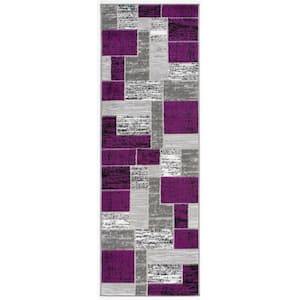 Verena Purple Geometric 2 ft. x 6 ft. Runner Rug