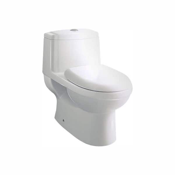Ariel Platinum Contemporary 1-Piece 1.28 GPF Single Flush Elongated Toilet in White