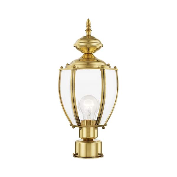 Livex Lighting Outdoor Basics 1 Light Polished Brass Outdoor Post Top Lantern