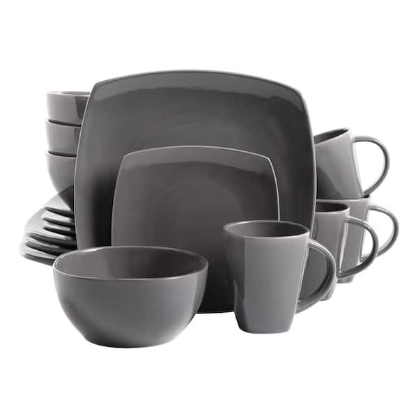 Gibson Soho Lounge 16 Piece Gray Square Reactive Glaze Stoneware ...