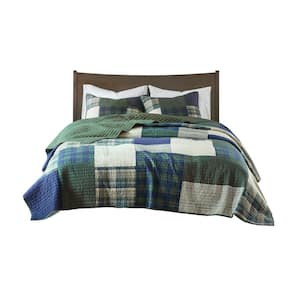 Mill Creek 3-Piece Green Cotton Percale Full/Queen Oversized Quilt Set