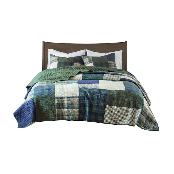 Woolrich Mill Creek 3-Piece Green Cotton Percale King/Cal King Oversized Quilt Set