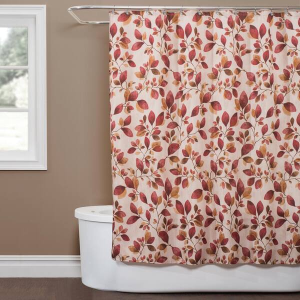 Saay Knight Faithful Leaves 72 In, Pink And Brown Shower Curtain