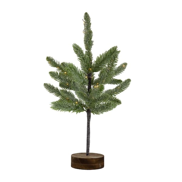 1.7 ft. Green Prelit Incandescent Topiary Classic Pine Artificial Christmas Tree Alternating Warm Orange Lights
