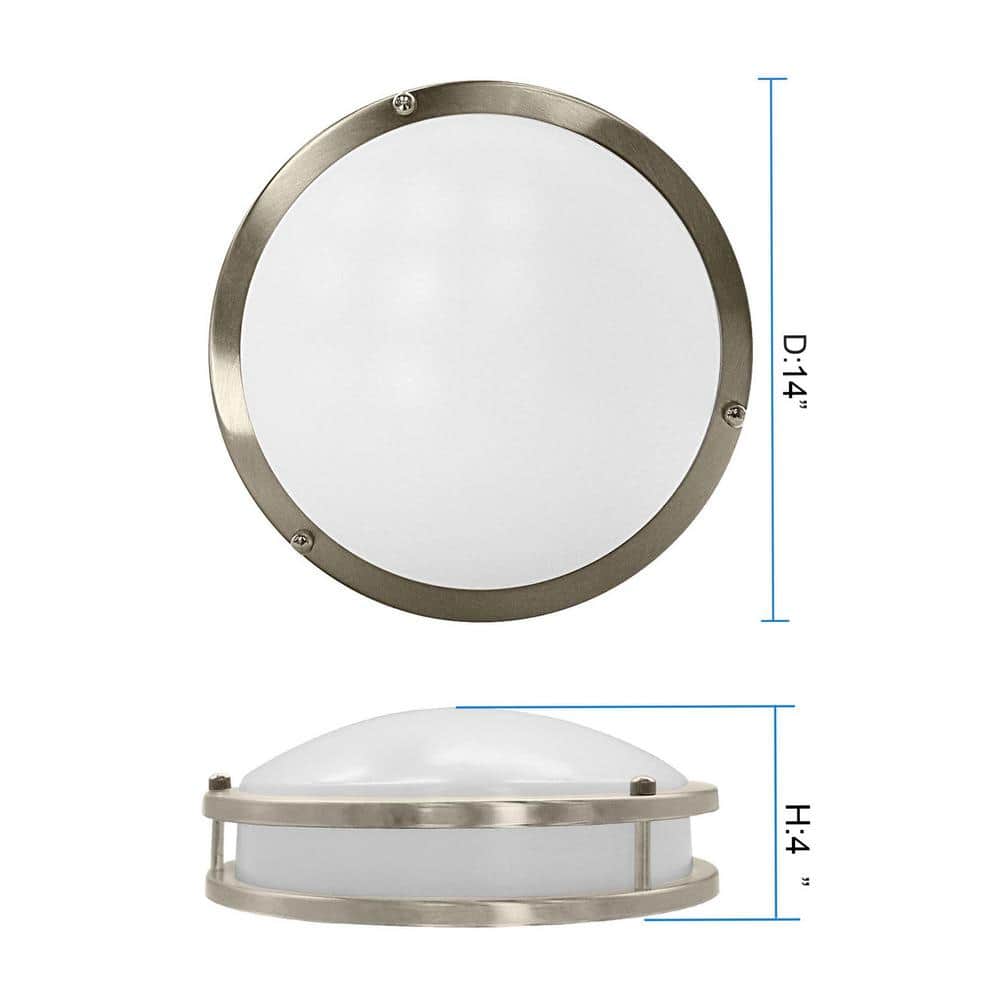 Sleek Modern 14" LED Flush Mount Ceiling Light in Brushed Nickel