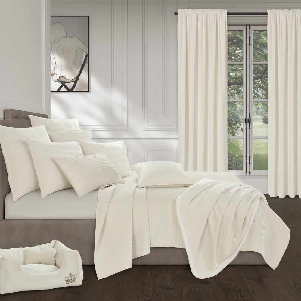 Toulhouse Ivory Velvet Lumbar Decorative Throw Pillow Cover 14 x 40 in.
