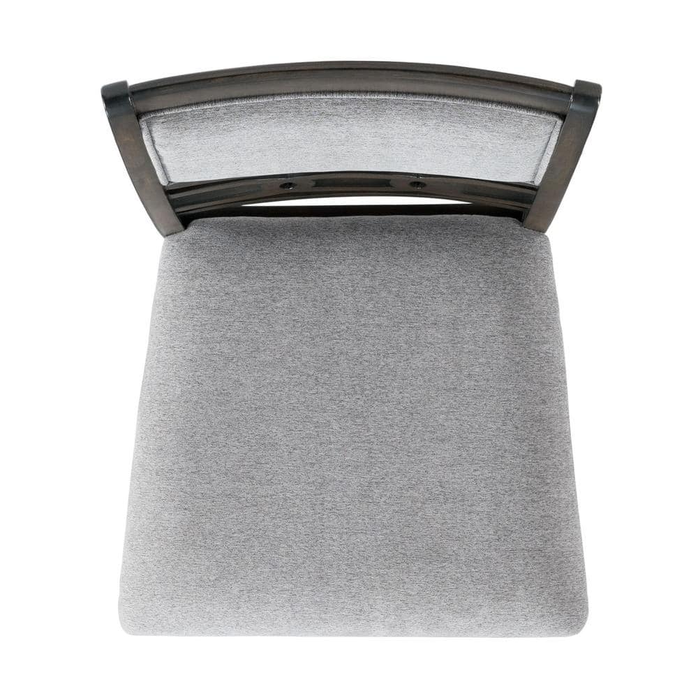 Luxe Gray Upholstered Ladderback Counter Height Side Chair Set in Walnut