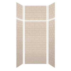 Saramar 36 in. W x 96 in. H x 36 in. D 6-Piece Glue to Wall Alcove Shower Wall Kit with Extension in Cashew