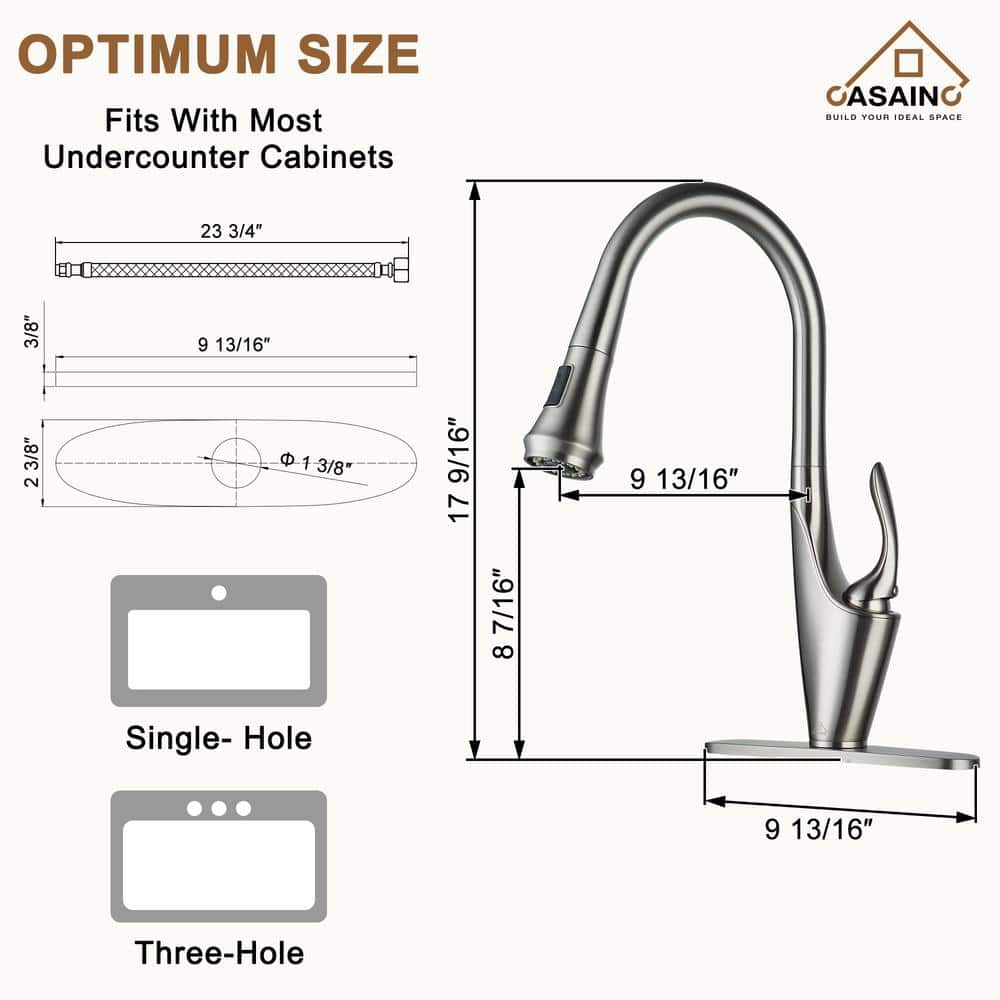 Brushed Nickel Pull-Down Kitchen Faucet with Deck Plate