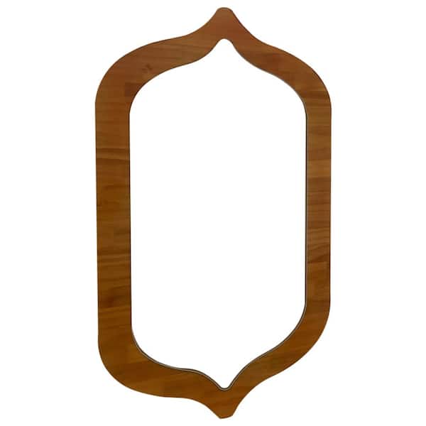 Mirrorize Canada 25 in. W x 41 in. H Brown Wood Framed Irregular Rectangle Decorative Wall Mirror