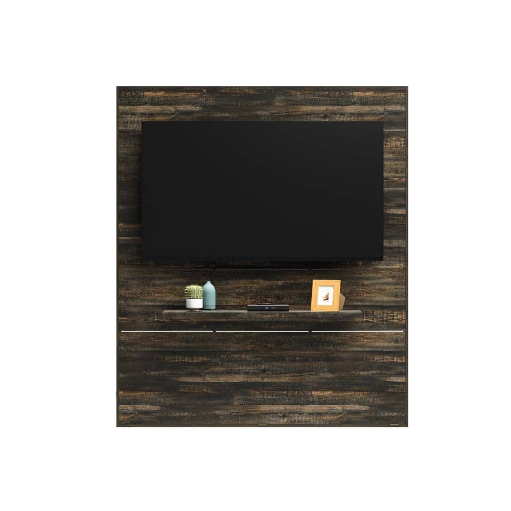 Carbon Oak 84" Entertainment Wall with Cabinet and Mount