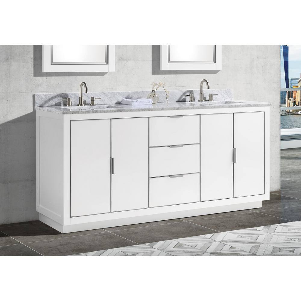 Austen 72" White Solid Wood Double Vanity Cabinet