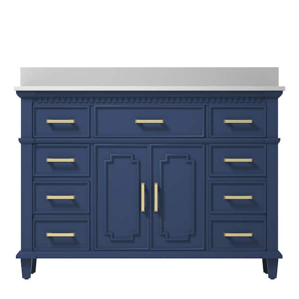 Unbranded 48 in. W x 22. in. D. x 38 in. H Bath Vanity in Blue with White Granite Top