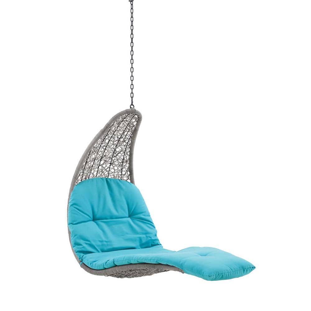 Landscape Gray Outdoor Patio Hanging Light Chaise Lounge Swing Chair with Turquoise Cushion price history on PriceWatchPro
