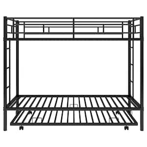 Black Twin over Twin Metal Bunk Bed with Trundle