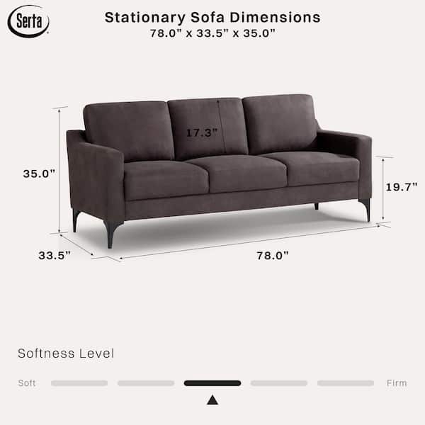 Serta Francis 78 in. Square Arm Faux Suede Rectangle Sofa in