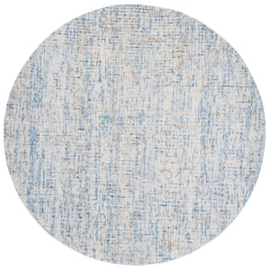Abstract Dark Blue/Rust 6 ft. x 6 ft. Round Solid Area Rug